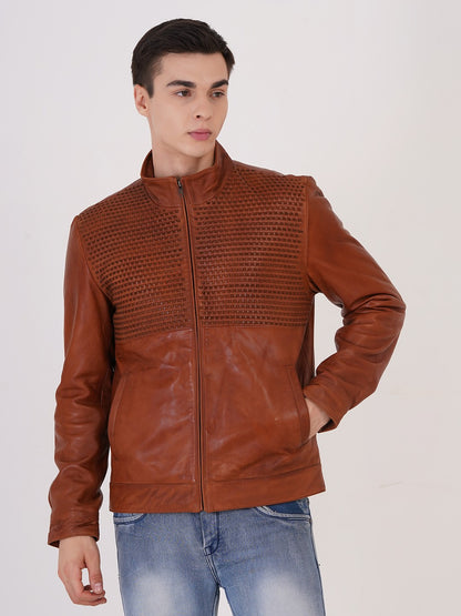 Men's Premium Leather Zipper Jacket MX 07