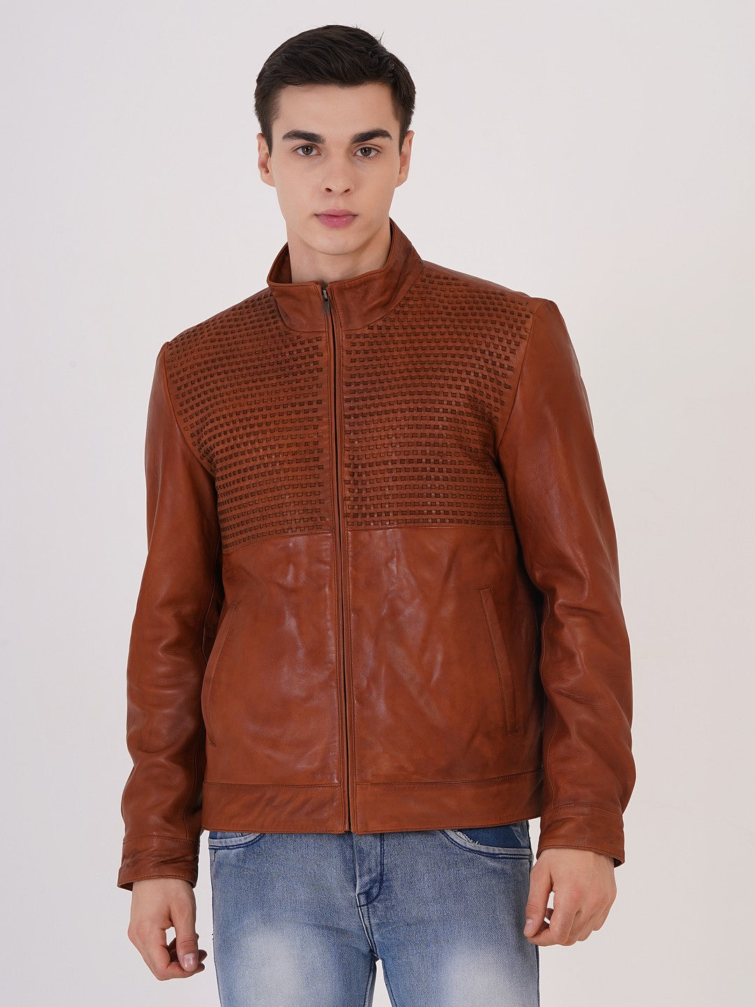 Men's Premium Leather Zipper Jacket MX 07