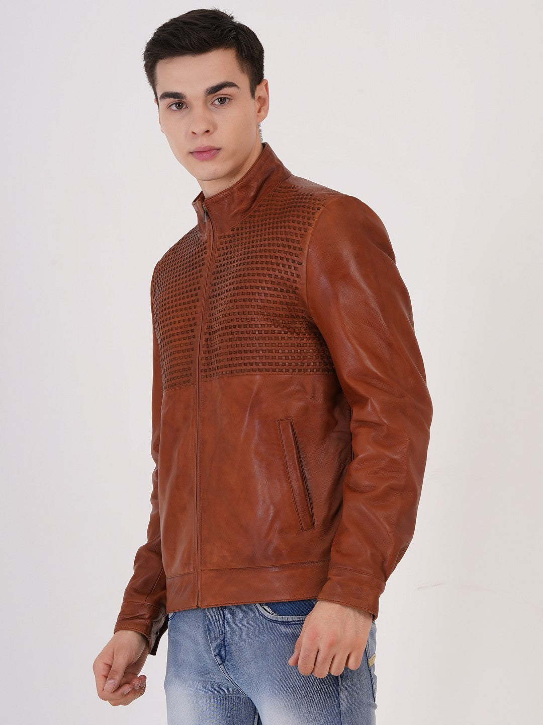 Men's Premium Leather Zipper Jacket MX 07