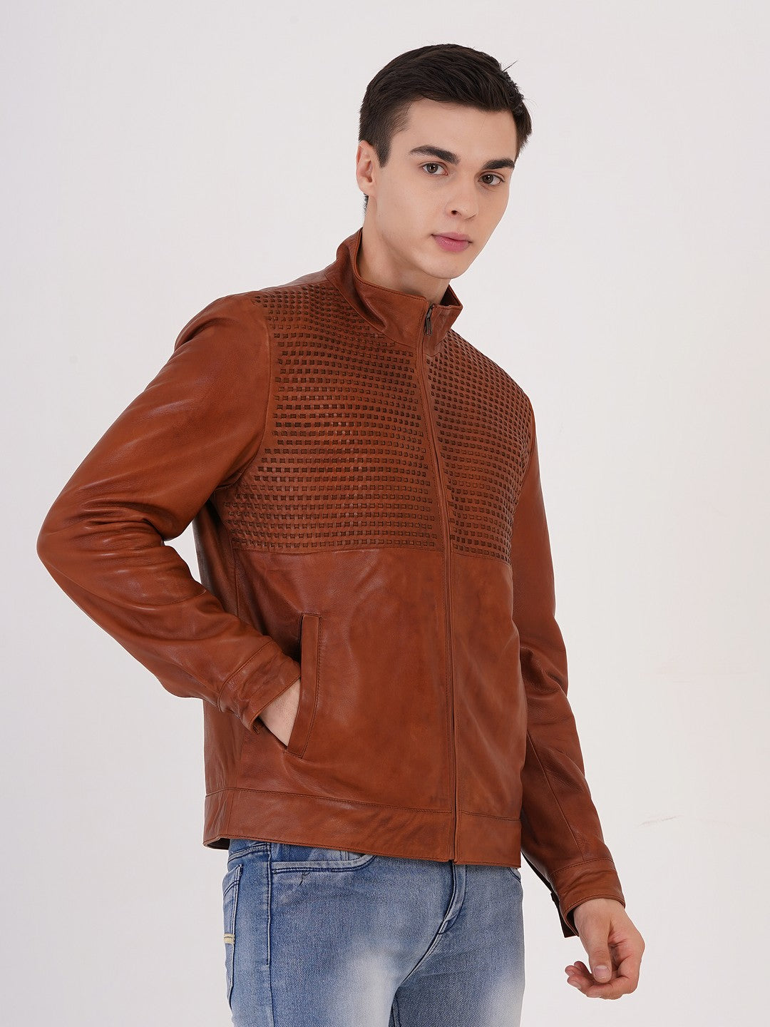 Men's Premium Leather Zipper Jacket MX 07