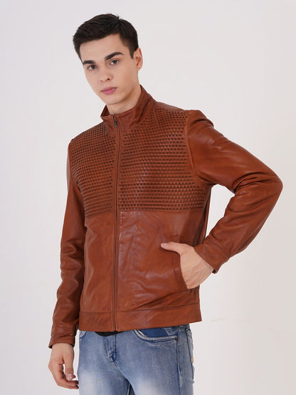 Men's Premium Leather Zipper Jacket MX 07