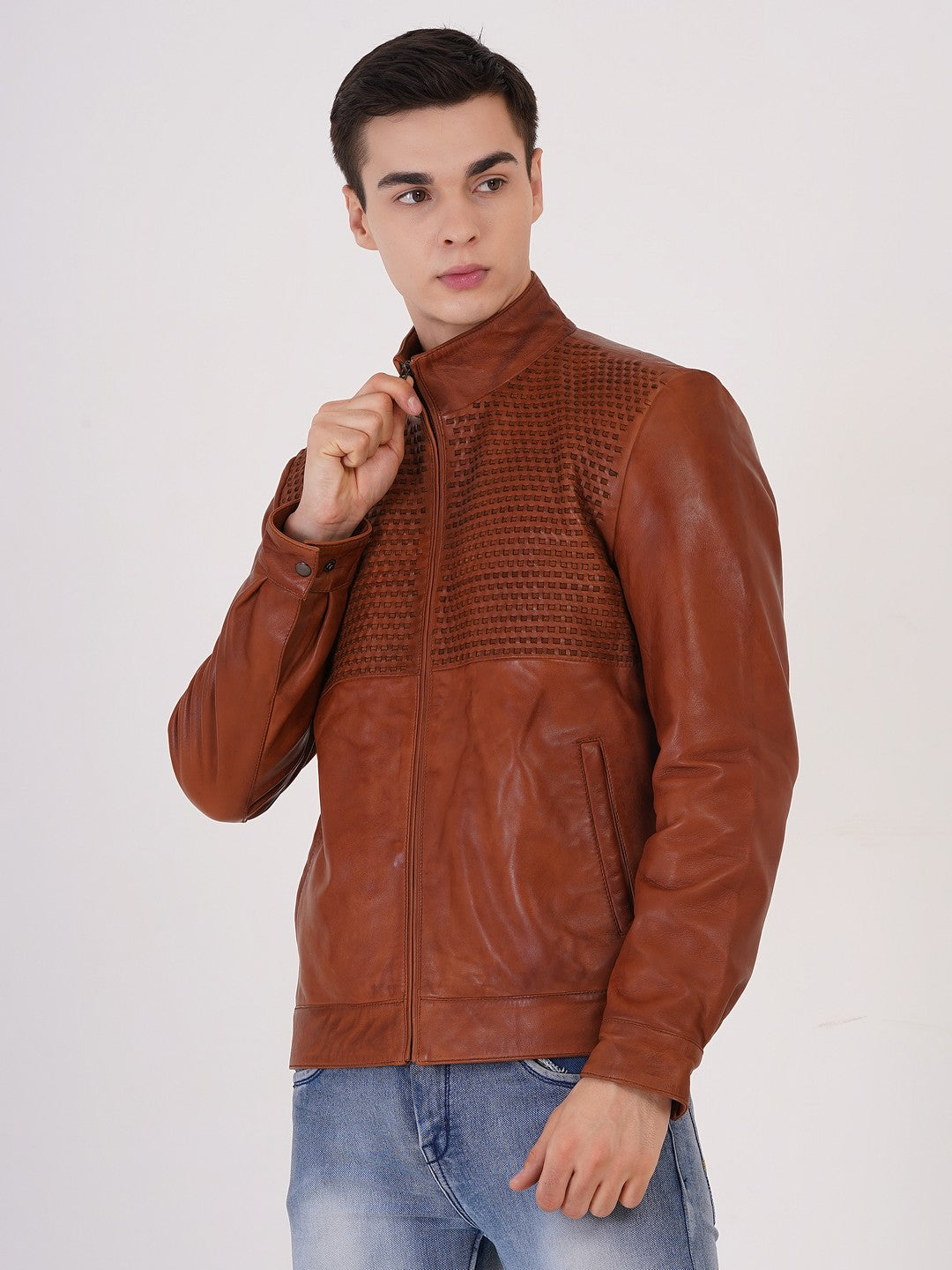 Men's Premium Leather Zipper Jacket MX 07