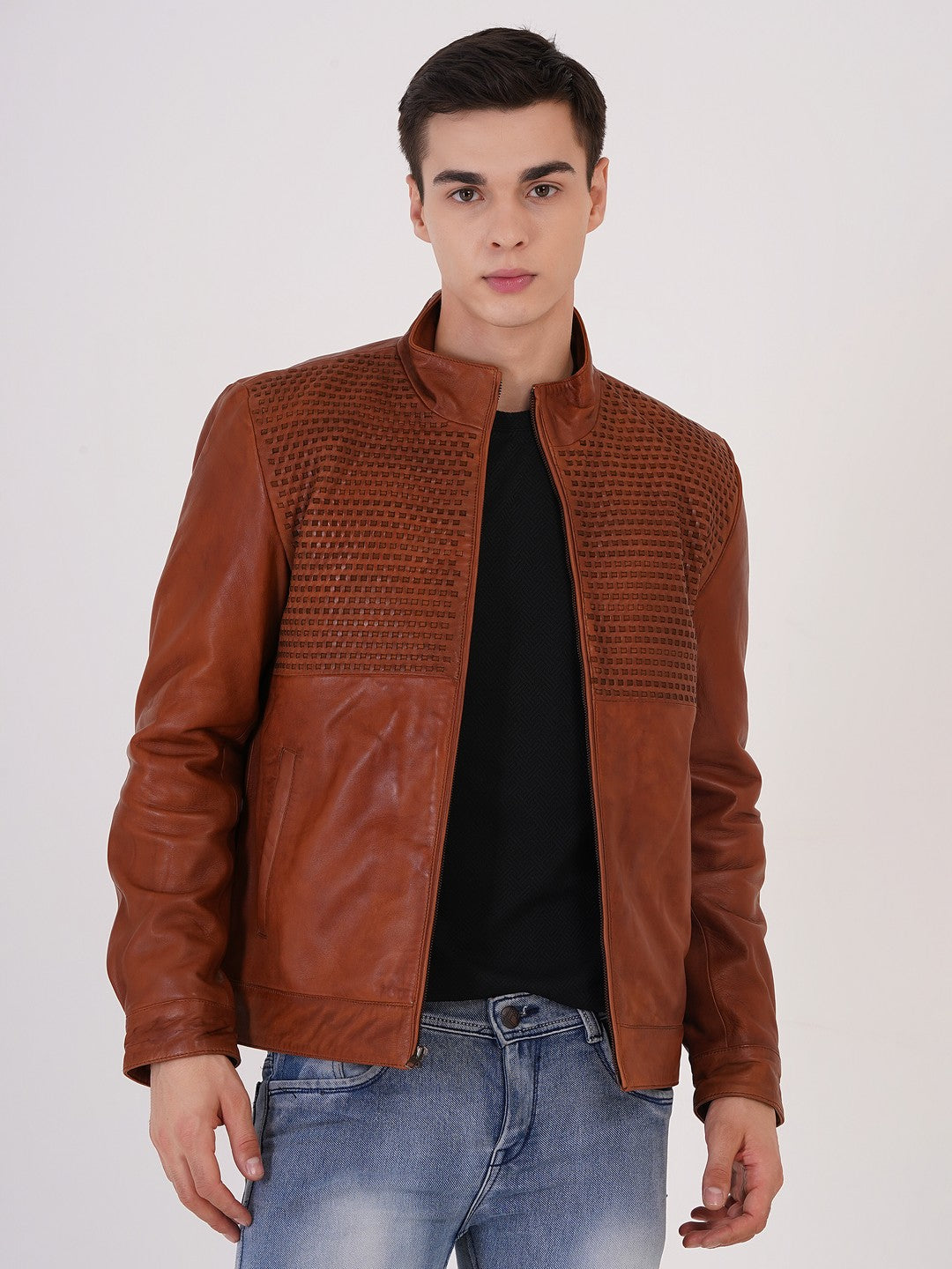 Men's Premium Leather Zipper Jacket MX 07