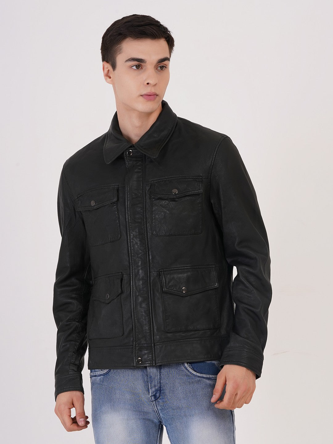 Mens Jacket Quality Lamb Washed Color Black Accessories Gun Metal | MX 111