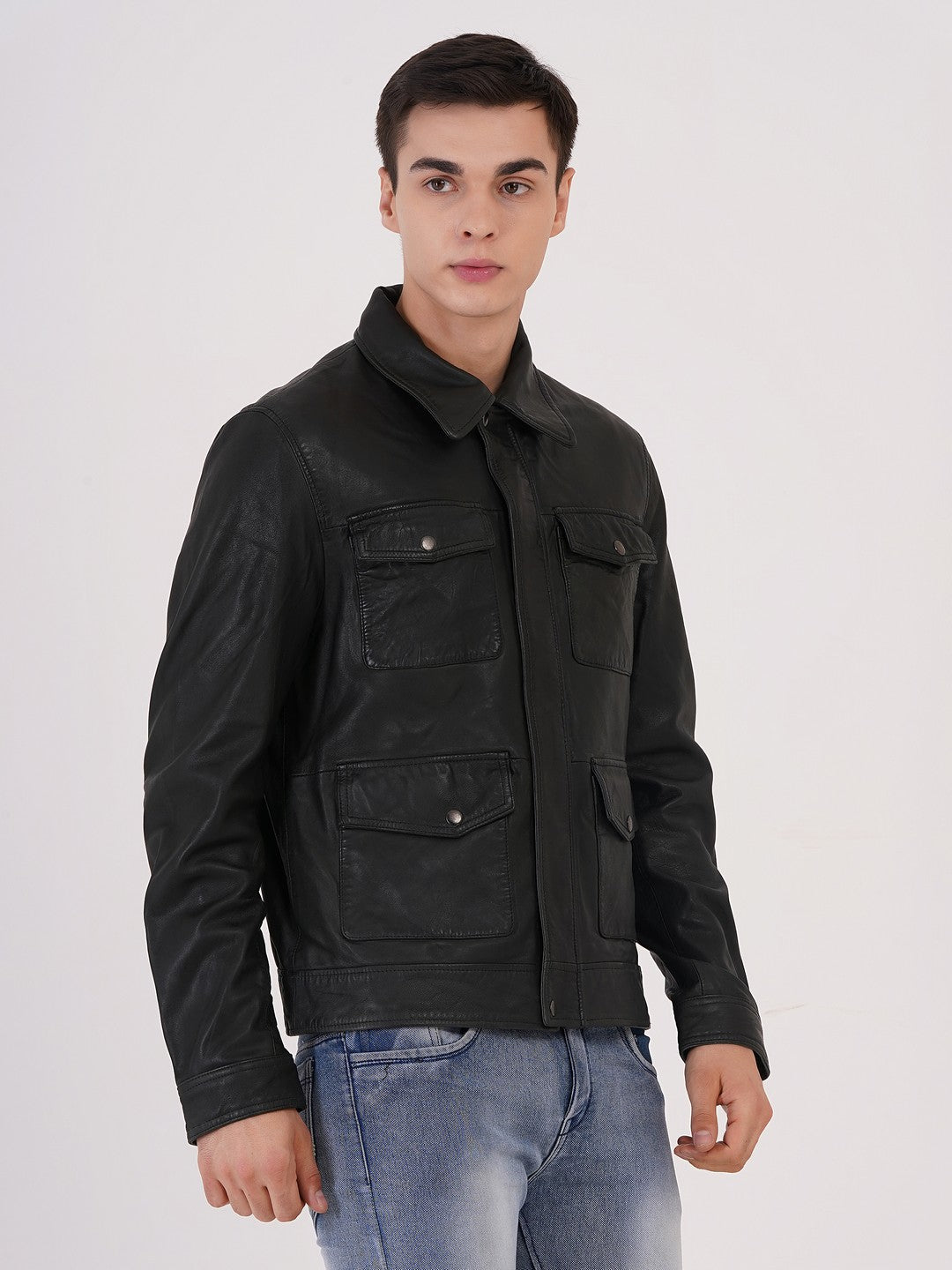 Mens Jacket Quality Lamb Washed Color Black Accessories Gun Metal | MX 111