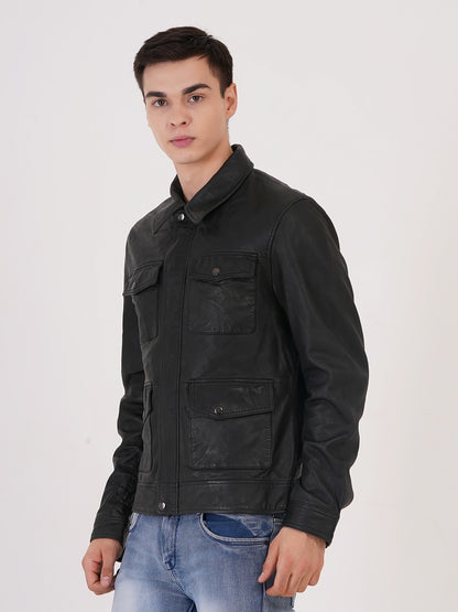 Mens Jacket Quality Lamb Washed Color Black Accessories Gun Metal | MX 111