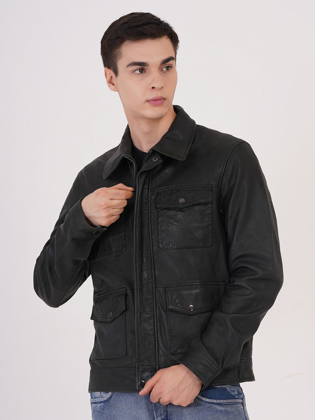 Mens Jacket Quality Lamb Washed Color Black Accessories Gun Metal | MX 111
