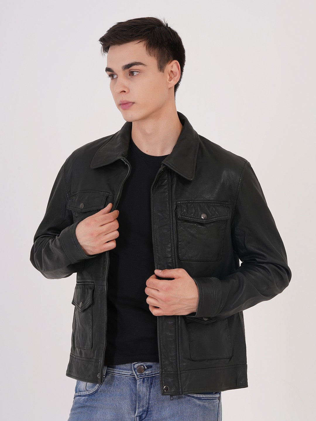 Mens Jacket Quality Lamb Washed Color Black Accessories Gun Metal | MX 111