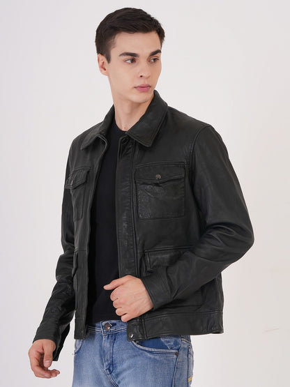 Mens Jacket Quality Lamb Washed Color Black Accessories Gun Metal | MX 111