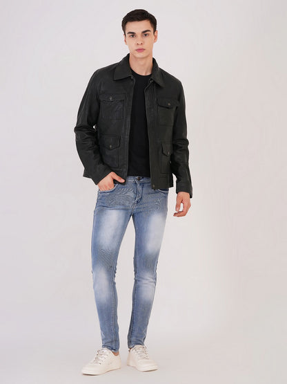 Mens Jacket Quality Lamb Washed Color Black Accessories Gun Metal | MX 111