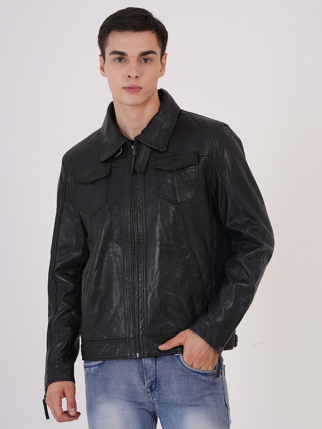 100% HEAVY WASHED SILVY COLLAR JACKET - | MX92