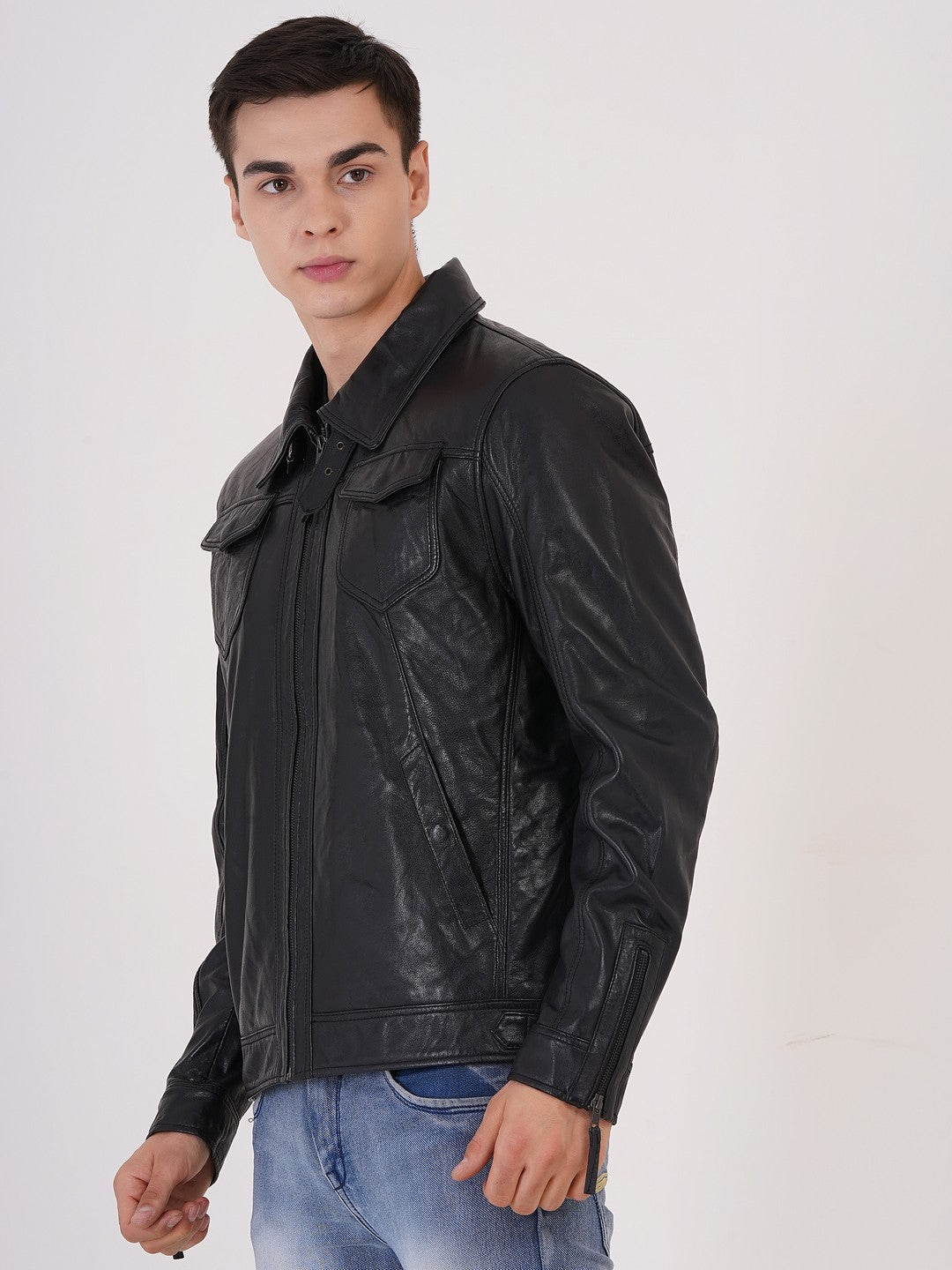 100% HEAVY WASHED SILVY COLLAR JACKET - | MX92