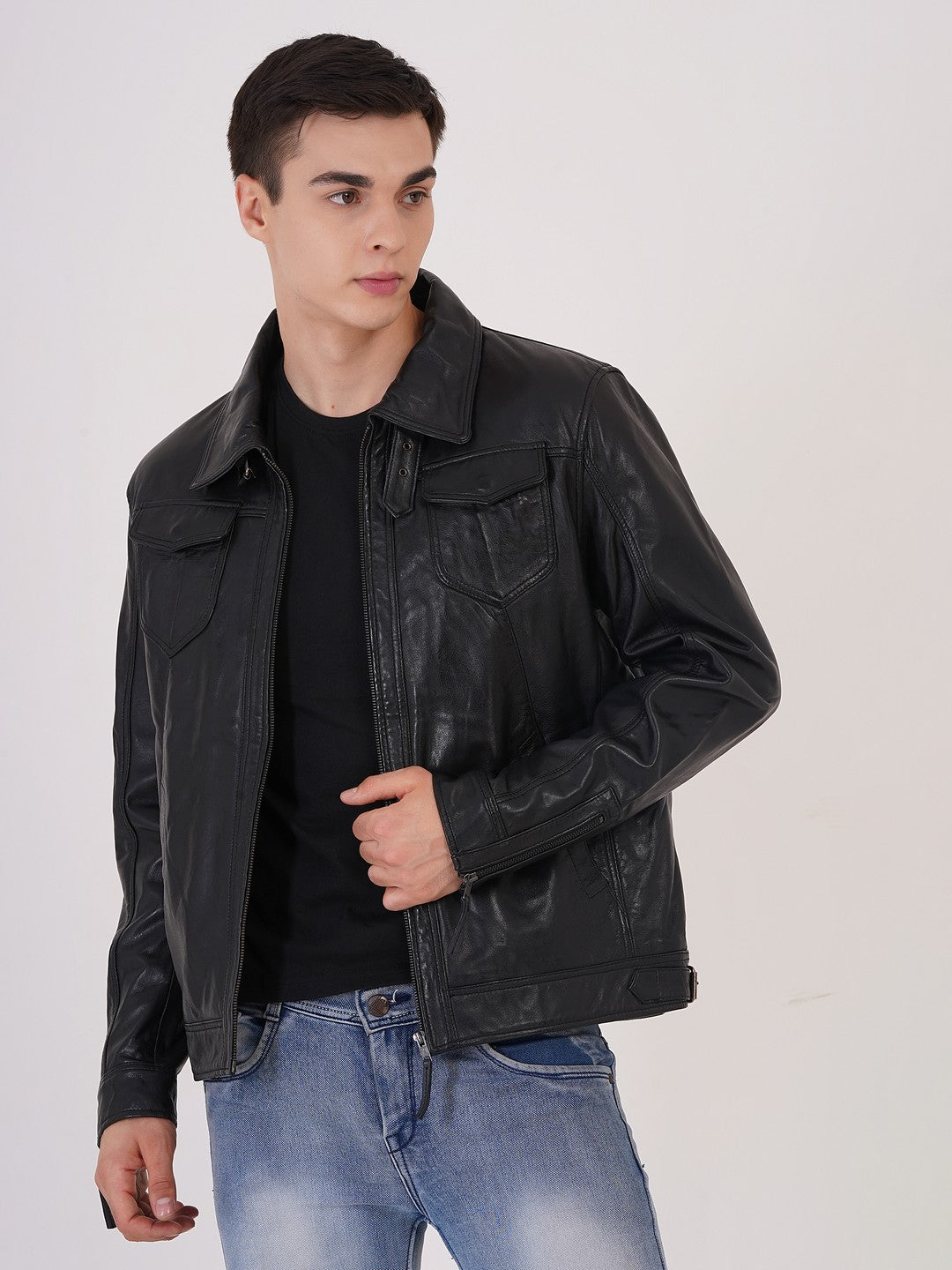 100% HEAVY WASHED SILVY COLLAR JACKET - | MX92