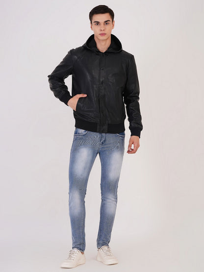 100 % Leather Hooded Jackets | MX 36