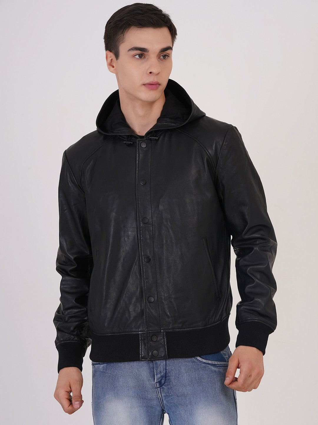 100 % Leather Hooded Jackets | MX 36