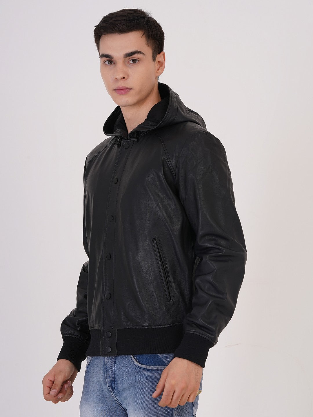 100 % Leather Hooded Jackets | MX 36