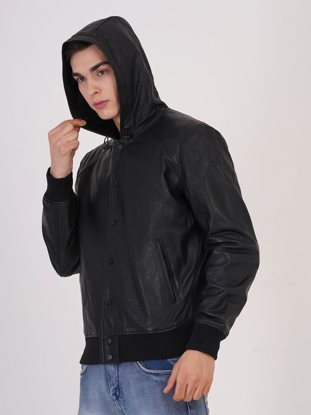 100 % Leather Hooded Jackets | MX 36