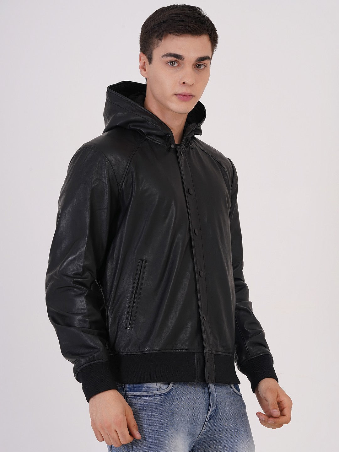 100 % Leather Hooded Jackets | MX 36