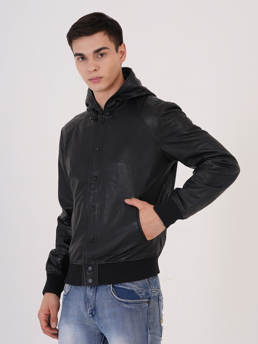 100 % Leather Hooded Jackets | MX 36