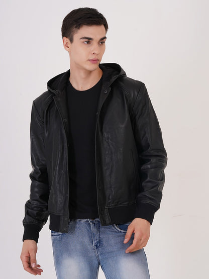 100 % Leather Hooded Jackets | MX 36