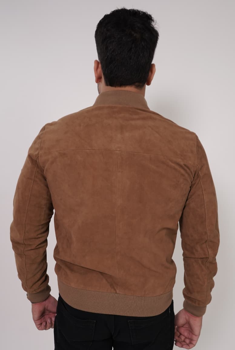 100% Italian Suede Bomber Jacket - | MX91