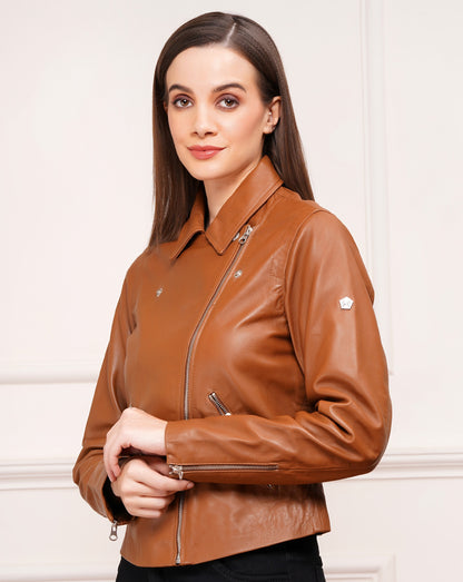 100% Washed Leather Biker Jacket: | WX71