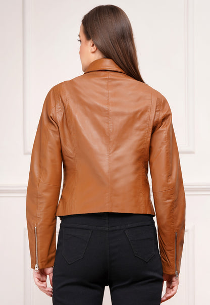 100% Washed Leather Biker Jacket: | WX71
