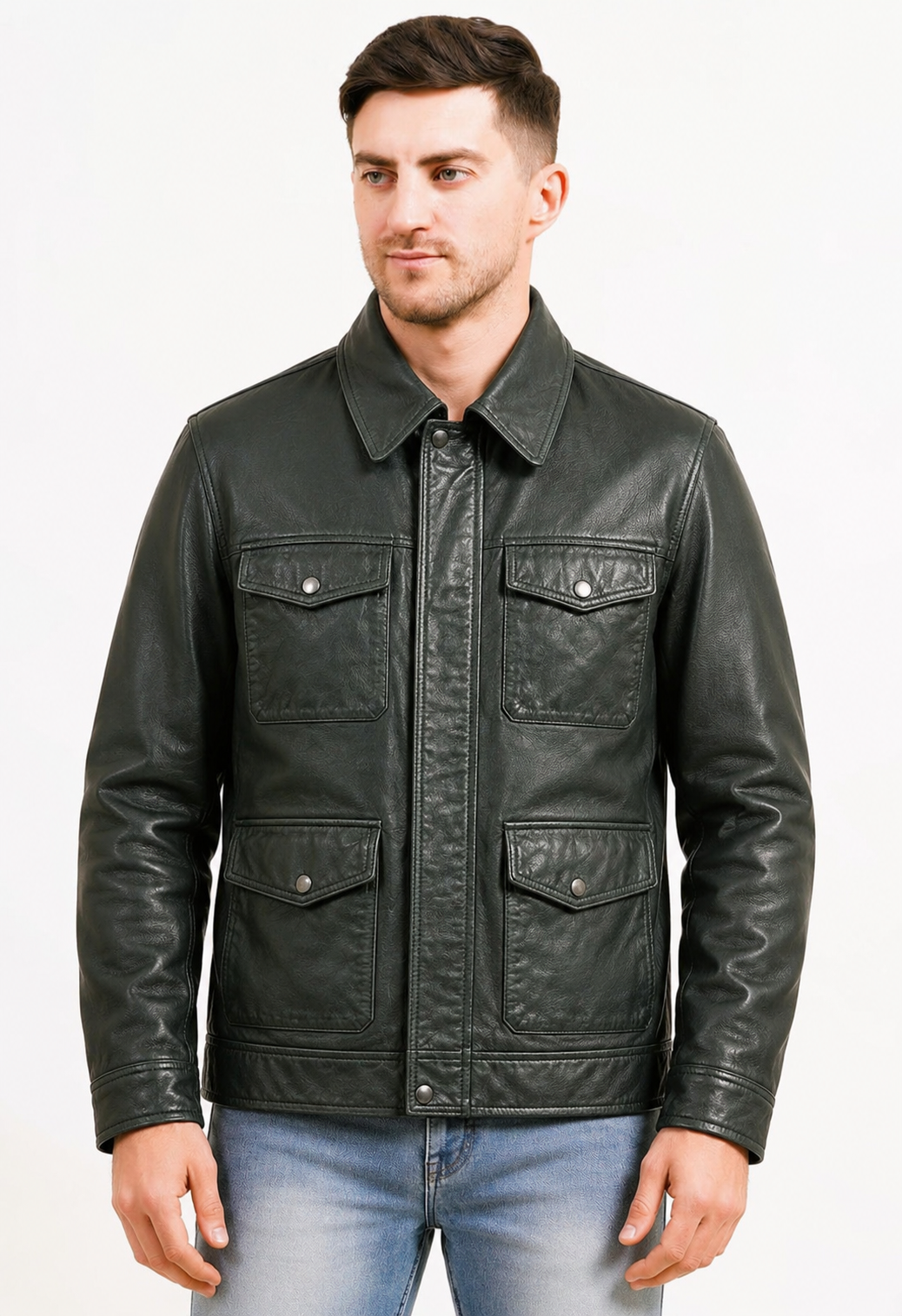 Mens Jacket Quality Lamb Washed Color Black Accessories Gun Metal | MX 111