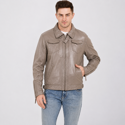 100% HEAVY WASHED SILVY COLLAR JACKET - | MX92