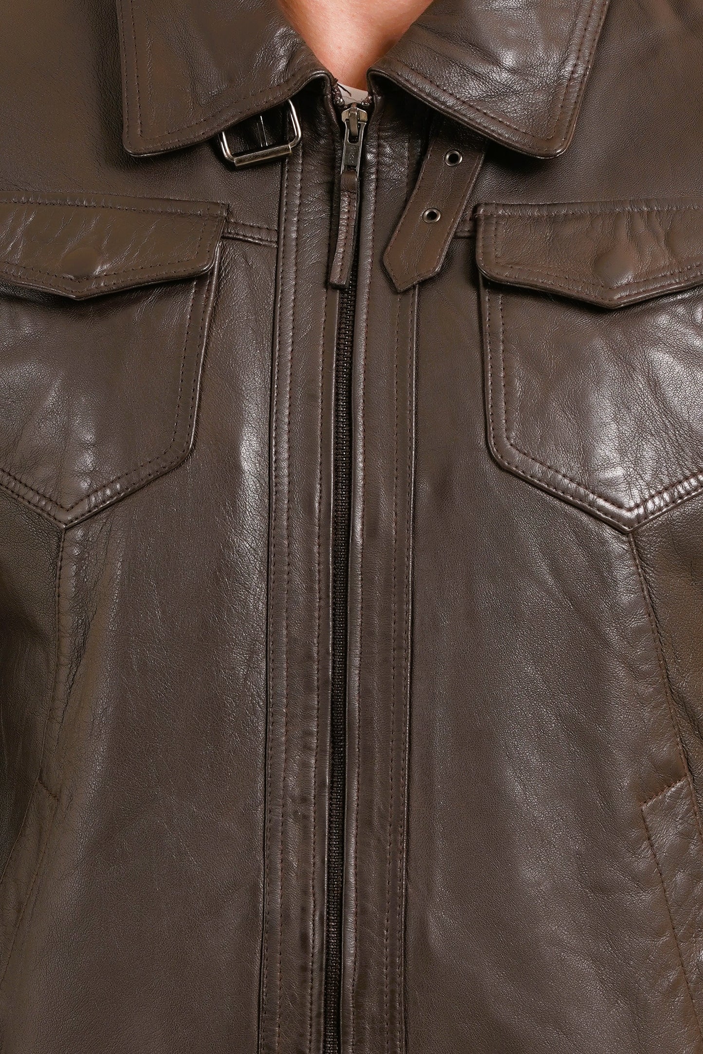 100% HEAVY WASHED SILVY COLLAR JACKET - BROWN | MX 92 |