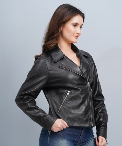 100% Washed Leather Biker Jacket: | WX71