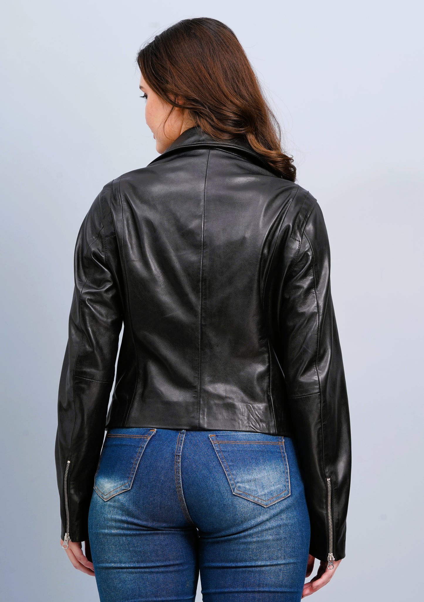 100% Washed Leather Biker Jacket: | WX71