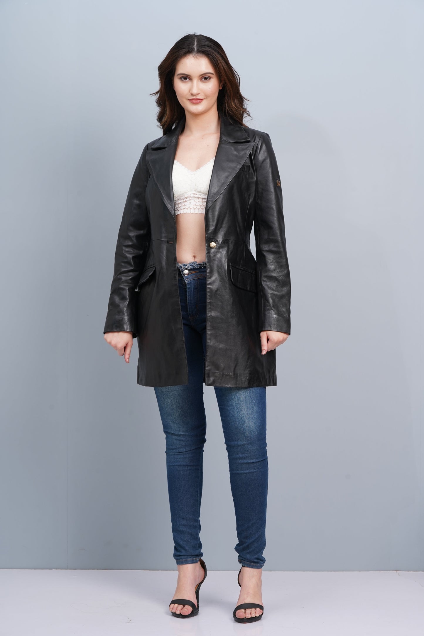 100% Leather Women Emma Coat - Black | WX99