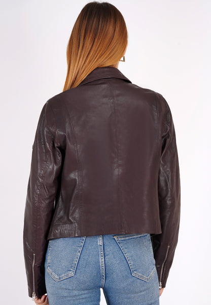 100% Washed Leather Biker Jacket: | WX71