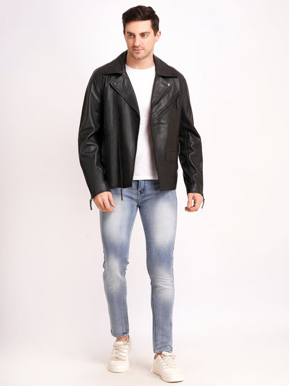 100% LEATHER MOTORCYCLE FLAP PACKET BIKER (BLACK ACCESSORIES) MX 52