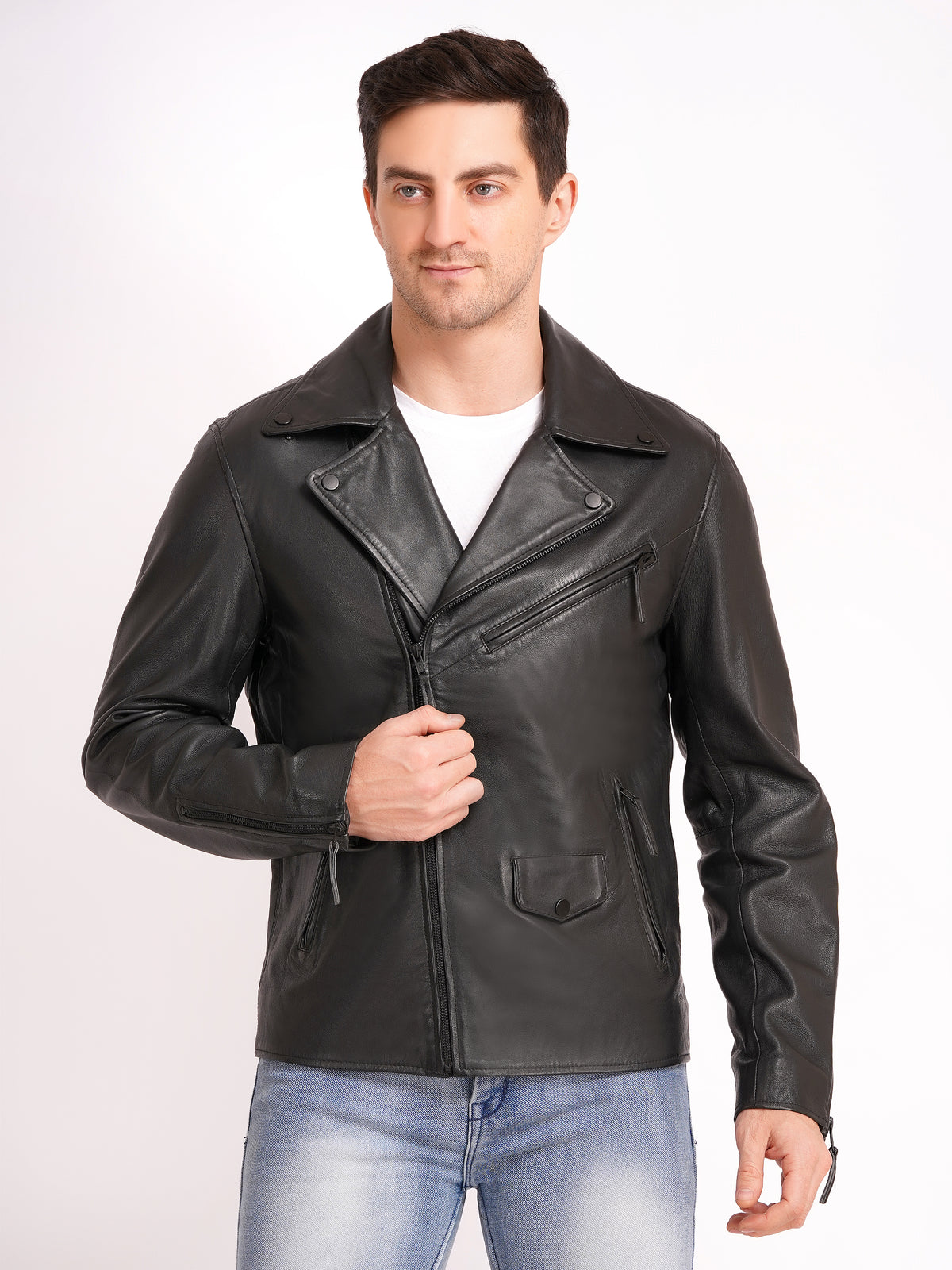 100% LEATHER MOTORCYCLE FLAP PACKET BIKER (BLACK ACCESSORIES) MX 52