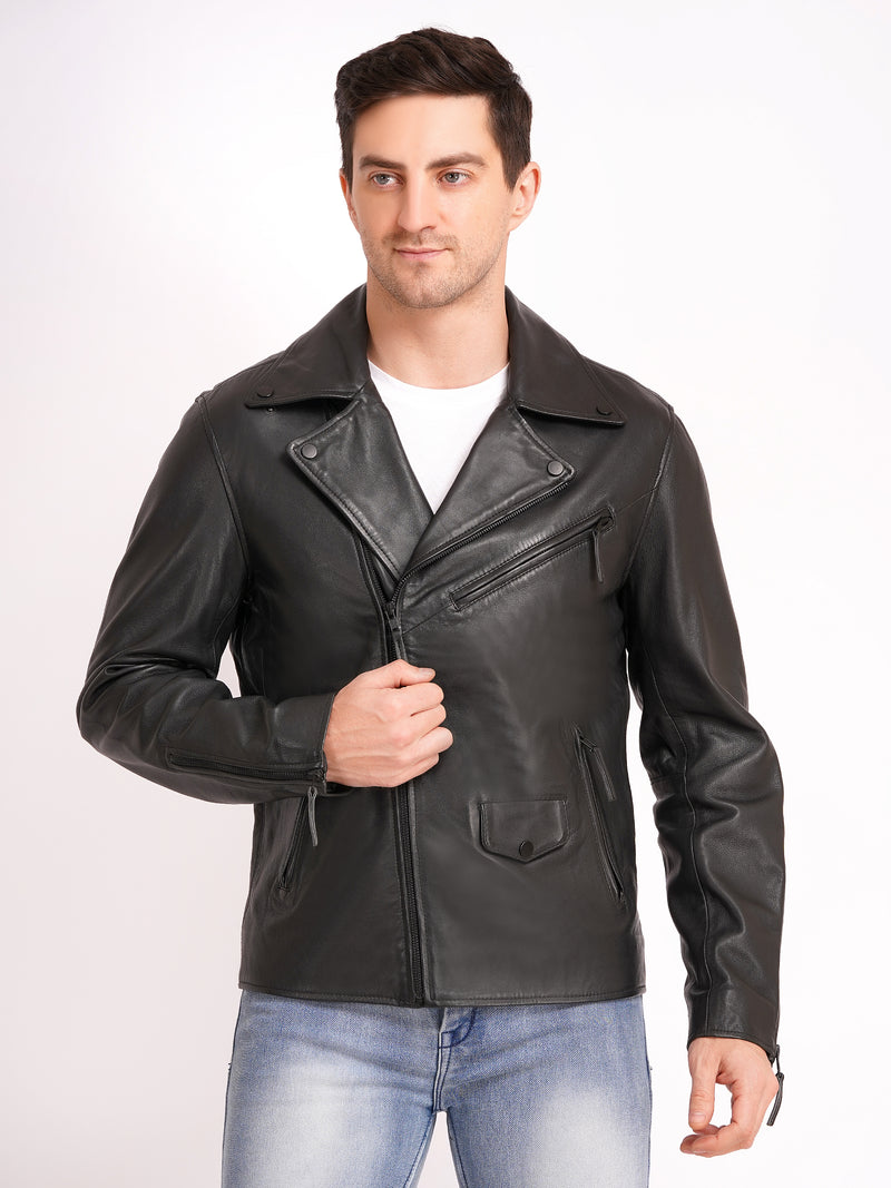 100% LEATHER MOTORCYCLE FLAP PACKET BIKER (BLACK ACCESSORIES) MX 52