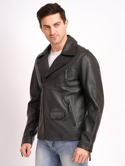 100% LEATHER MOTORCYCLE FLAP PACKET BIKER MX 52 (SILVER ZIPPER)