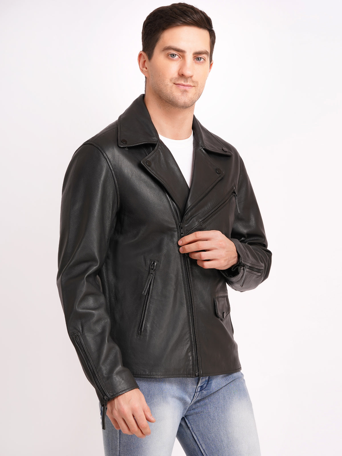 100% LEATHER MOTORCYCLE FLAP PACKET BIKER (BLACK ACCESSORIES) MX 52