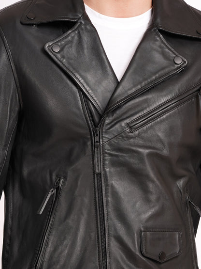 100% LEATHER MOTORCYCLE FLAP PACKET BIKER (BLACK ACCESSORIES) MX 52