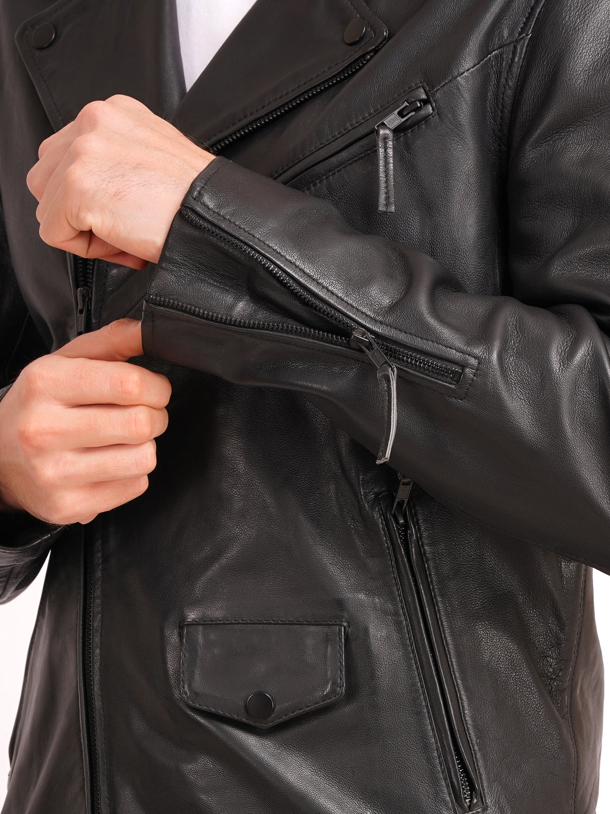 100% LEATHER MOTORCYCLE FLAP PACKET BIKER (BLACK ACCESSORIES) MX 52