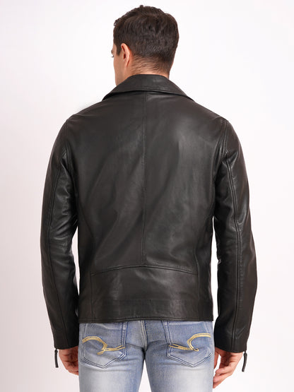 100% LEATHER MOTORCYCLE FLAP PACKET BIKER (BLACK ACCESSORIES) MX 52