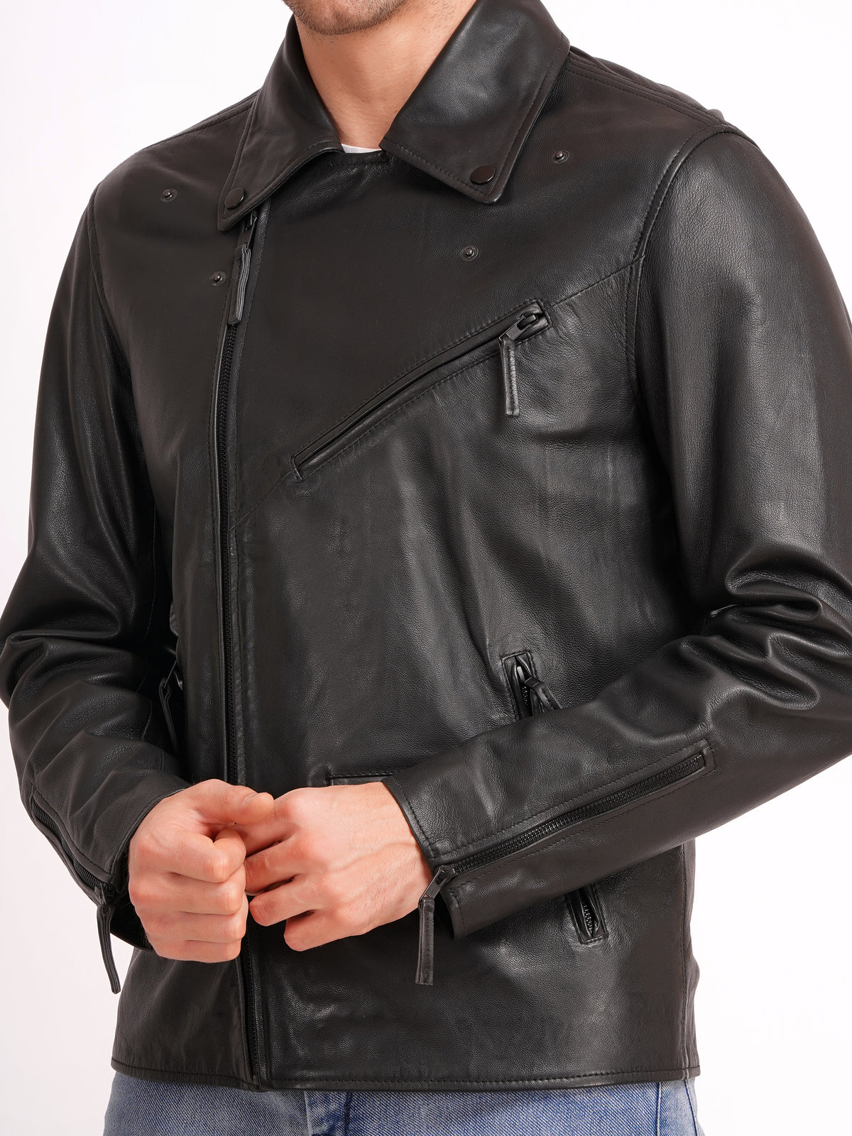 100% LEATHER MOTORCYCLE FLAP PACKET BIKER (BLACK ACCESSORIES) MX 52