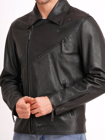 100% LEATHER MOTORCYCLE FLAP PACKET BIKER (BLACK ACCESSORIES) MX 52