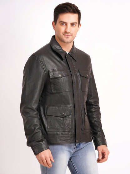 Mens Jacket Quality Lamb Washed Color Black Accessories Gun Metal | MX 111