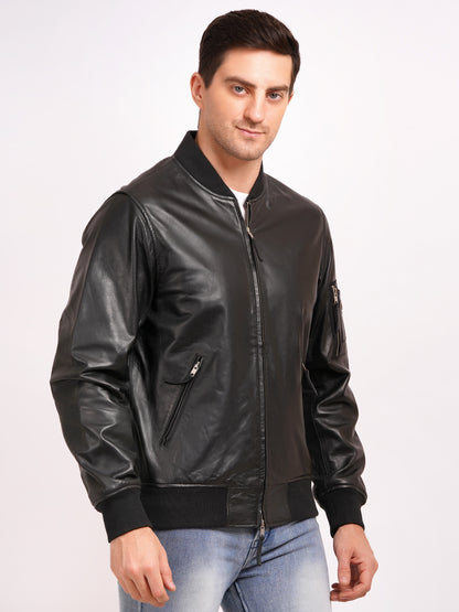 100 % WASHED LEATEHR WITH RIB COLLAR BOMBOR MX 59