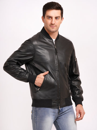 100 % WASHED LEATEHR WITH RIB COLLAR BOMBOR MX 59