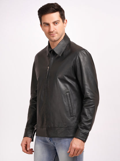 100% LEATHER HARRINGTON COLLAR JACKET MX 58