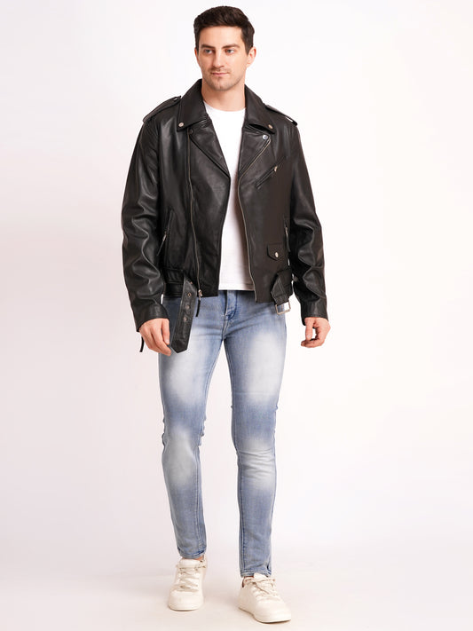 100% LEATHER ICONIC BIKER JACKET MX 39