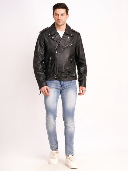 100% LEATHER ICONIC BIKER JACKET MX 39